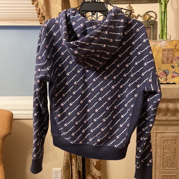 Womens Champion Reverse Weave Allover Logo Hoodie - Picture 2 of 7